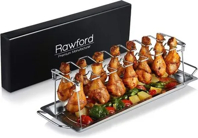 Image de Grille à ailes de poulet avec 14 crochets, en acier inoxydable, modèle standard