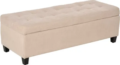 Produktbild von Sitzbank Beige Polsterbank Stauraum Bettbank Mit Deckel Leinenoptik Truhenbank Aufbewahrungsbank Fuer Wohnzimmer Schlafzimmer