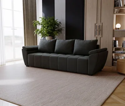 Image de BEDANTE SOFA ZEUS avec fonction sommeil MONOLITH 92 gris foncé avec coffre de rangement Canapé salon Canapé-lit Coffre de rangement Canapé-lit