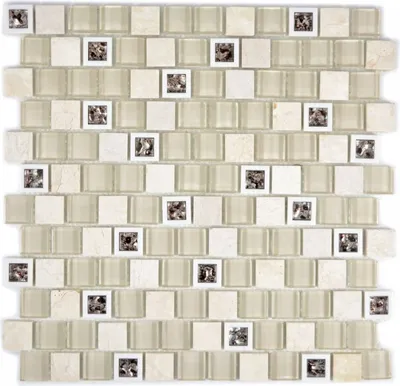 Produktbild von Mosaikfliese Transluzent Kunststoff beige Glasmosaik Crystal Stein beige MOS82BM-0115