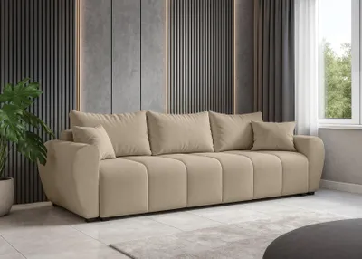 Produktbild von AX LIVING Malatya Big Sofa mit Schlaffunktion Schlafsofa Hellbraun 246 cm