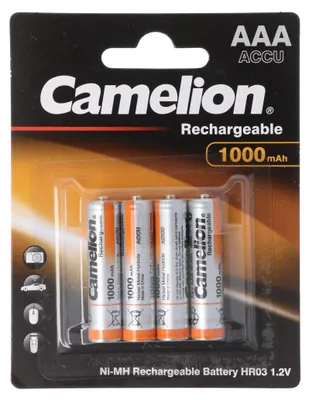 Produktbild von Camelion AAA, Micro, LR03, HR04, NiMH Akku mit bis zu 1000mAh, 4er Blisterverpackung