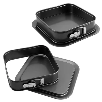 Springform Vierkant 28x28x6,5 cm, 2er Set, Karbonstahl, Antihaftbeschichtung