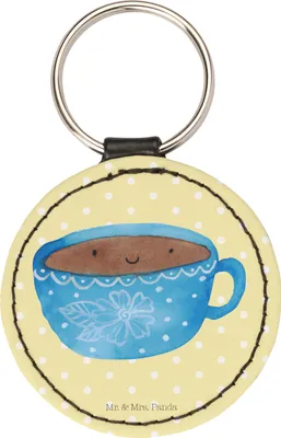 Produktbild von Mr. & Mrs. Panda Anhänger Kaffee Tasse - Gelb Pastell - Geschenk, kleiner schlüsselanhänger, mini, Geschmack, Glücklich, Genuss, Taschenanhänger, Lustige Sprüche, Liebe