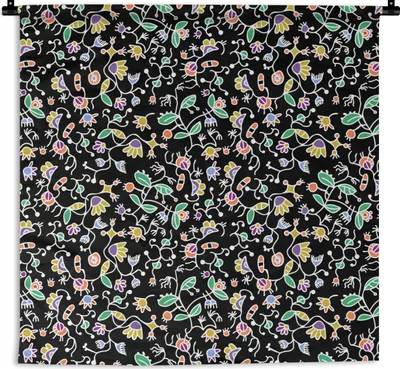 Produktbild von MuchoWow® Wandteppich Wandbehang Muster - Blumen - Frühling 150x150 cm Tapisserie Dekoration Wandtuch - Wohnaccessoires - Modernes