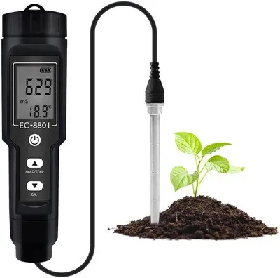 Image de pH-mètre portable - 150 mm - Testeur de salinité (EC) - Adapté aux plantes - Appareil de contrôle du sol portable