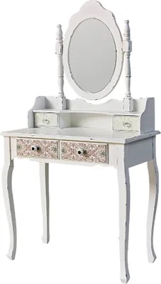 Produktbild von Casa Padrino Landhausstil Schminktisch Antik Weiß / Mehrfarbig 75 x 40 x H. 140 cm - Möbel im Shabby Chic Design