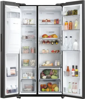 Produktbild von Side by Side Edelstahl Schwarz 601 SBS SERIES 5 Ice Maker Haier HSW59F18EIPT
