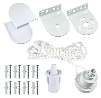 Produktbild von Reparaturset für 32mm Rollo-Beschläge mit Klemmträger, Kettenhalter und Schrauben für Fensterrollos und Jalousien