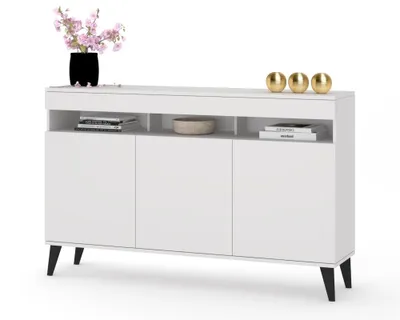Produktbild von Große Kommode Fernsehschrank LUNA 3D Weiß Matt/Weiß Matt 120cm