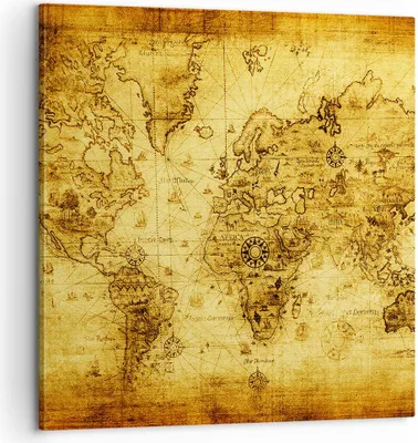 Produktbild von Bild auf Leinwand - Leinwandbild - Karte Welt Kontinente - 60x60cm - Wand Bild - Wanddeko - Leinwanddruck - Bilder - Kunstdruck - Wanddekoration - Leinwand bilder - Wandkunst - AC60x60-0127