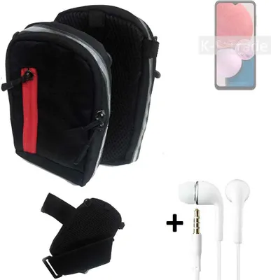 Produktbild von K-S-Trade Outdoor Gürteltasche Holster Umhängetasche + Kopfhörer kompatibel mit Samsung Galaxy A13 schwarz Handy Tasche Case travelbag Schutzhülle