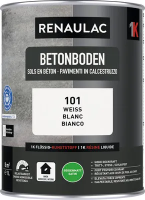 Produktbild von RENAULAC Betonbodenfarbe seidenmatt weiss 1 l