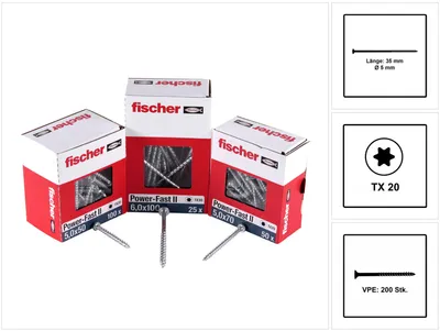Produktbild von FISCHER Power-Fast II Senkkopfschraube 5,0x35 TX20