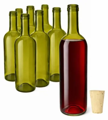 Immagine prodotto di Bottiglia di vetro da 750 ml per vino, con tappo di sughero