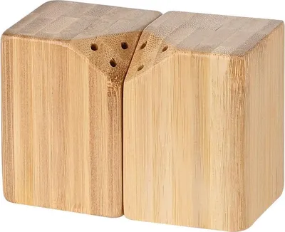 Image de ESTIA | Salière à épices - set de 2 - 5 x 5 x 7 cm - Salière et poivrière - Bambou