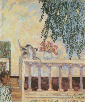 Produktbild von Legendarte - Kunstdruck auf Leinwand - Chats Sur La Balustrade Pierre Bonnard - Wanddeko, Canvas cm. 50x60