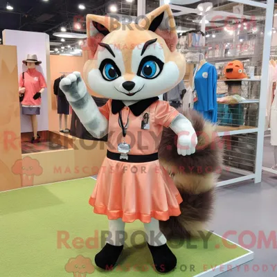 Produktbild von Maskottchenfigur REDBROKOLY einer Zibetkatze mit Minirock und Schuhclips