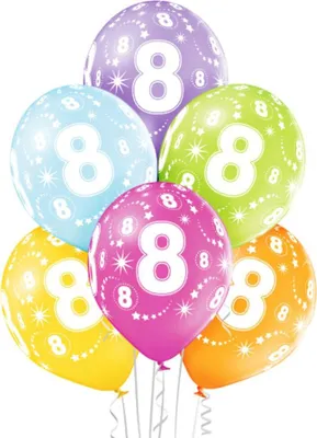 Produktbild von Luftballon Ø30cm Geburtstag #8 | 6 Stk. Bunt