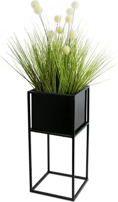 Immagine prodotto di Portafiori, aiuola in piedi, moderno, metallo, mansardato, nero 50 cm
