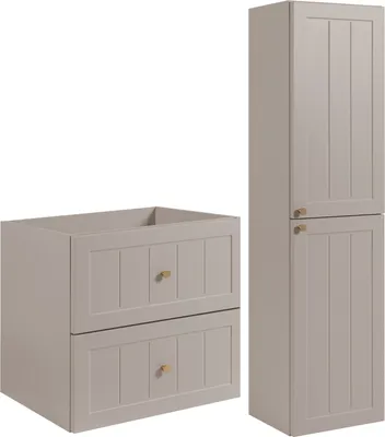 Obrázek produktu pro RODAN | Sada Nábytku do Koupelny - Skříňka 60 & 136 cm - Béžová - MDF - Koupelnový Set