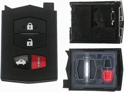 Produktbild von Auto Klapp Schlüssel Fernbedienung Gehäuse 4 Tasten Panik Button kompatibel mit Mazda 2 3 MX-5