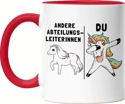 Produktbild von Andere Abteilungsleiterinnen Du Tasse Rot  Pferd Einhorn Humor Lustig Unicorn Geschenk Chefin