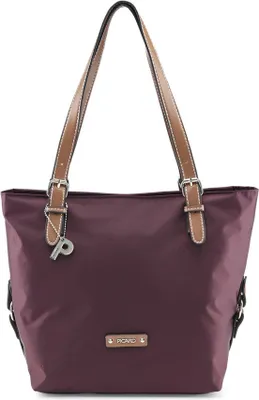 A studio shot of a purple tote bag.