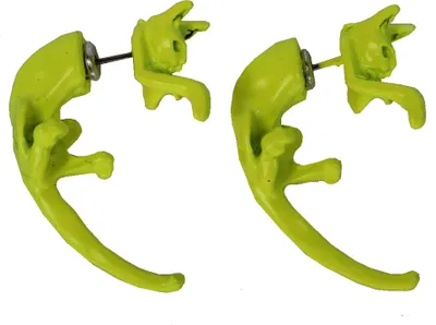 Produktbild von 3D Katze Ohrstecker Ohrringe in der Farbe Gelb