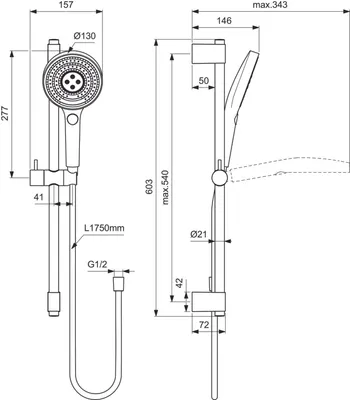 Zdjęcie produktu dla IDEAL STANDARD A7897A2 Brausekombination Idealrain Solos
