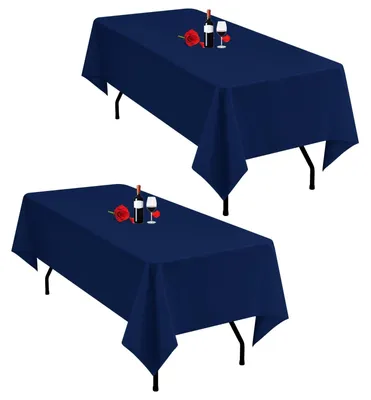 Produktbild von 2-Pack Marineblau Tischdecke 60x102 Zoll Rechteckig Polyester für Feiern