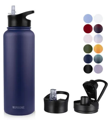Productafbeelding van Solidchoice - RVS Waterfles 1.2L met Rietje en Schenkdop