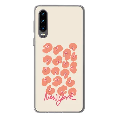 Produktbild von MuchoWow® Handyhülle Schutzhülle Hülle für Huawei P30 Blume - Abstrakt - New York Silikon Softcase Handy Hülle - Kartenbesitzer