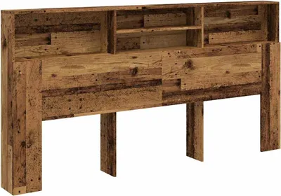 Image de vidaXL Tête de lit avec étagères aspect bois ancien 200x19x103,5 cm