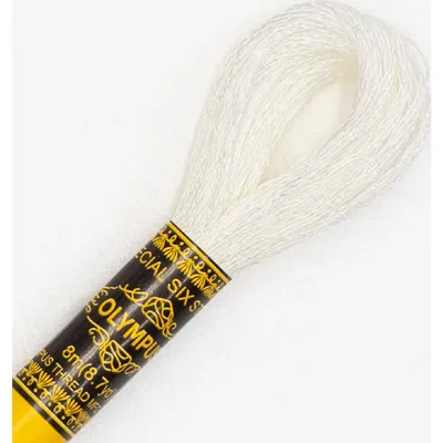 Produktbild von Olympus Shiny Reflector Stickgarn mit Lame, 6-fädiger Strang, 8m, Farbe S109, weiß, hergestellt in Japan