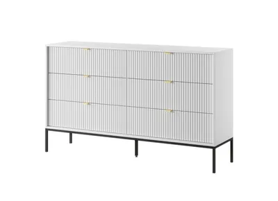 Zdjęcie produktu dla Komoda NOVUM, biała z czarną ramą, wymiary: 154 × 91 × 39 cm – Nowoczesna komoda z 6 szufladami