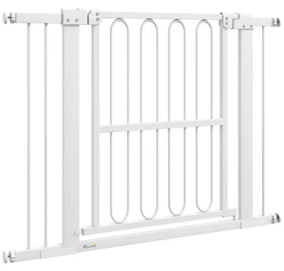 Image de Barrière de sécurité pour chien réglable, sans perçage – Barrière pour animaux de compagnie pour escaliers | Couleur : Blanc