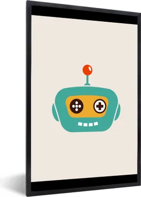 Produktbild von MuchoWow® Gerahmtes Poster Roboter - Gesicht - Antenne - Technik - Junge - Kind 60x80 cm - Poster mit Schwarzem Bilderrahmen Wandposter Rahmen Foto Bilder - Premium - Wanddeko Wohnzimmer