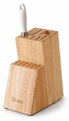 Produktbild von Messerblock Holz 13 Messer Unbestückt Schere Wetzstahl Messerhalter Wood Qivee