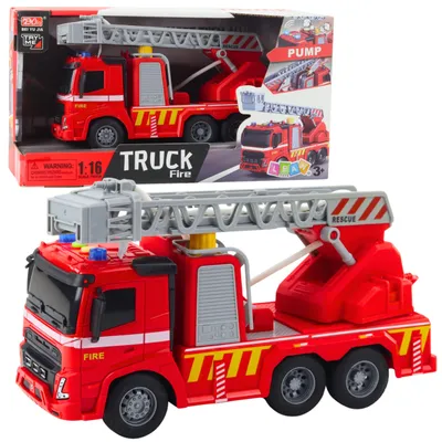 Produktbild von Feuerwehrauto, Feuerwehrleiter, Lichter, Geräusche, Wasserspritzer, 1:16