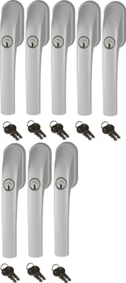 Produktbild von Abus FG300 abschließbarer Fenstergriff silber, im Set 8 Stück gleichschließend, Schließung AL0089 mit insgesamt 16 Schlüssel