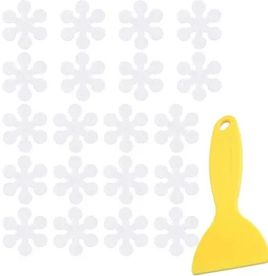 Zdjęcie produktu dla Paski antypoślizgowe z motywem kwiatowym, 20 sztuk, 8 x 8 cm, do łazienki i pod prysznic