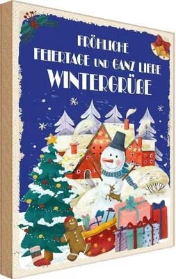 Produktbild von vianmo Holzschild 30x20 cm liebe WintergrüßeWeihnachtsgrüße Spruch Zitat