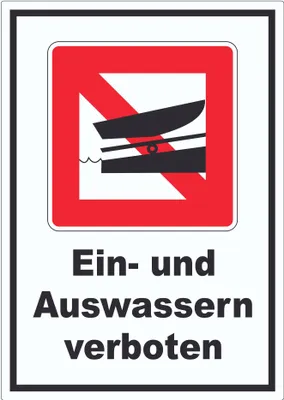 Produktbild von Ein- und Auswassern verboten Symbol und Text Aufkleber A3 (297x420mm)