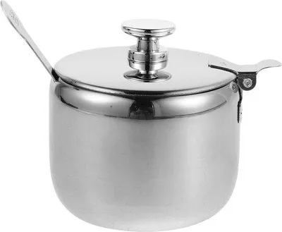 Image de Pot à herbes en acier inoxydable, pot à épices, récipient de conservation pour épices avec couvercle, cuillère, pot à herbes aromatiques, pot à épices, rouleau à herbes, pot à herbes, moulin à herbes, 9,5 × 7 cm