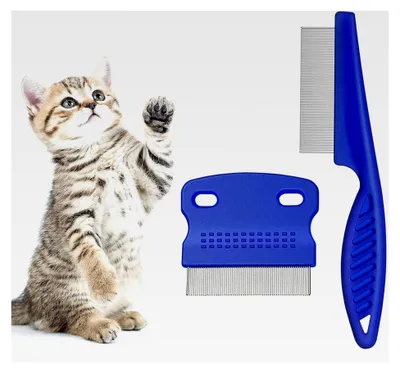 Produktbild von Flohkamm für Katzen, 2 Stück Läusekamm Staubkamm für Katzen und Hunde gegen Flöhe und Läuse