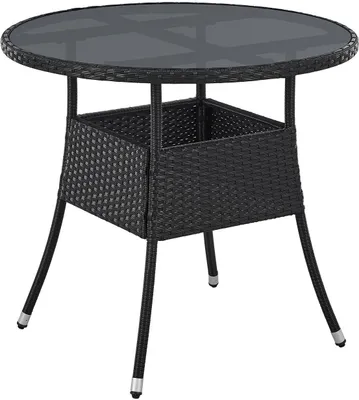 Produktbild von Juskys Polyrattan Gartentisch Yoro rund - wetterfest Ø 80 cm Outdoor Tisch - Schwarz