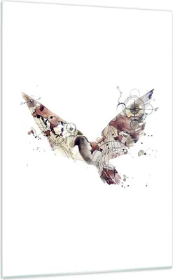 Produktbild von Bilder auf glas - Einteilig - Vogel Abstraktion - 70x100cm - Glasbilder - Wandbilder - Bilder - zum Aufhängen bereit - Wanddekoration aus Glas - Glas Bilder - Wandbild auf Glas - GPA70x100-4109