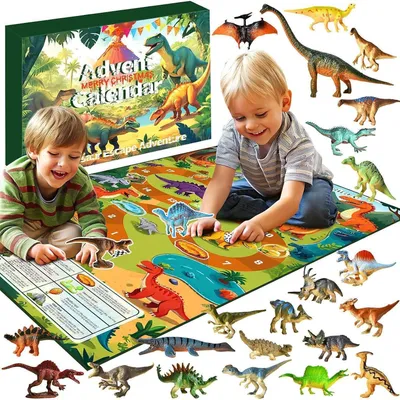 Image de Dinosaures Calendrier de l'Avent de Noël Compte à rebours 24 dinosaures Informations éducatives