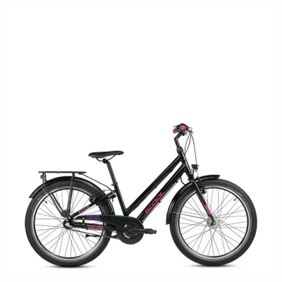 Immagine prodotto di Bicicletta per bambini da 24 pollici, 3 marce, bicicletta da ragazza, S'COOL chiX pro, dai 7 agli 11 anni, 130-145 cm, nero/rosa